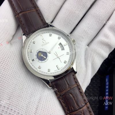 Fake Omega Moon phase automatic Watches 40mm SS Silver Face